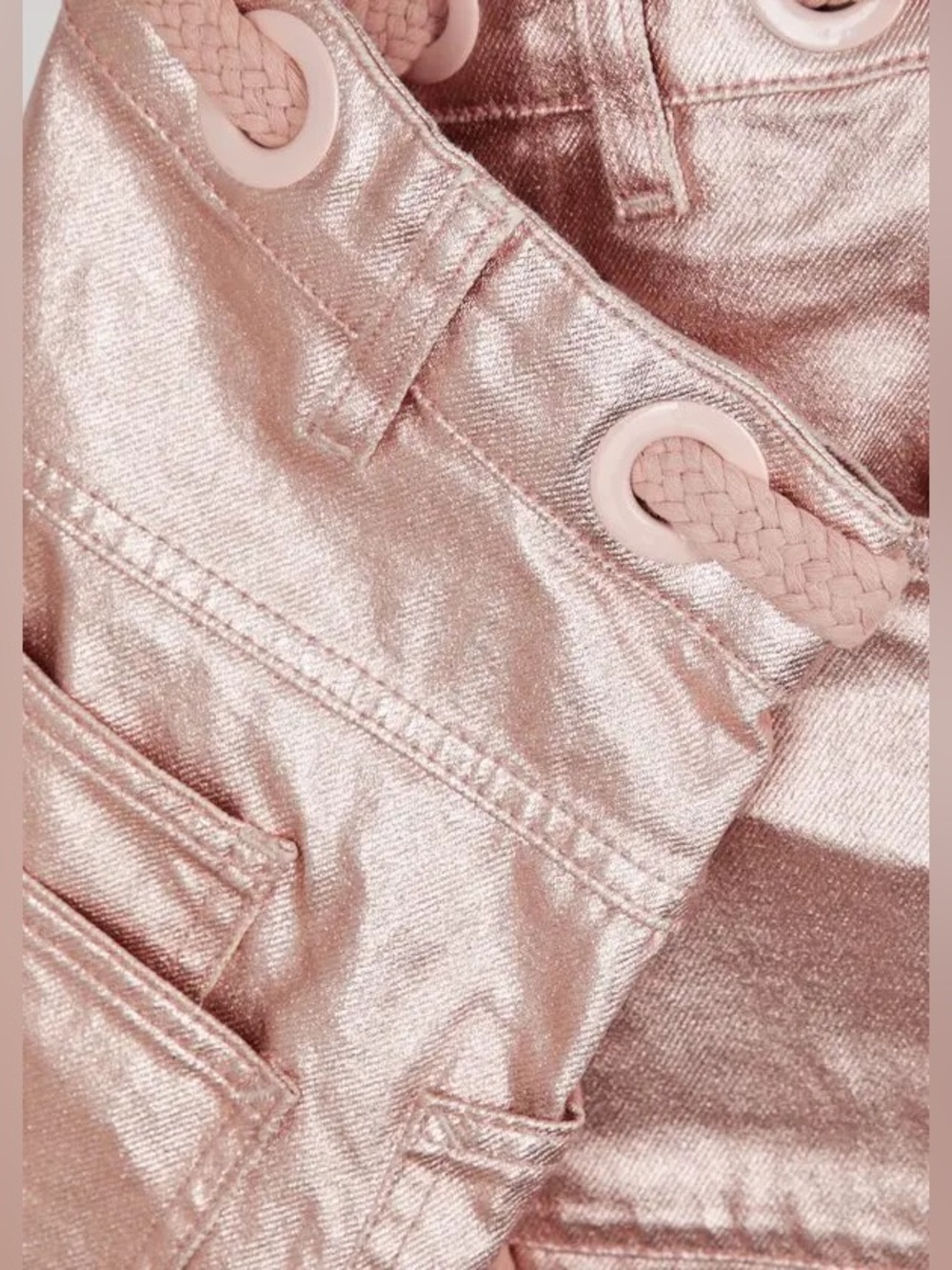 NWOT Free People We The Free Moxie Metallic Low-Slung Barrel Jeans - pink - 26 - Picture 6 of 11